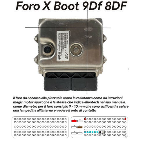 Pinut e schema centralina motore Magneti Marelli 9DF